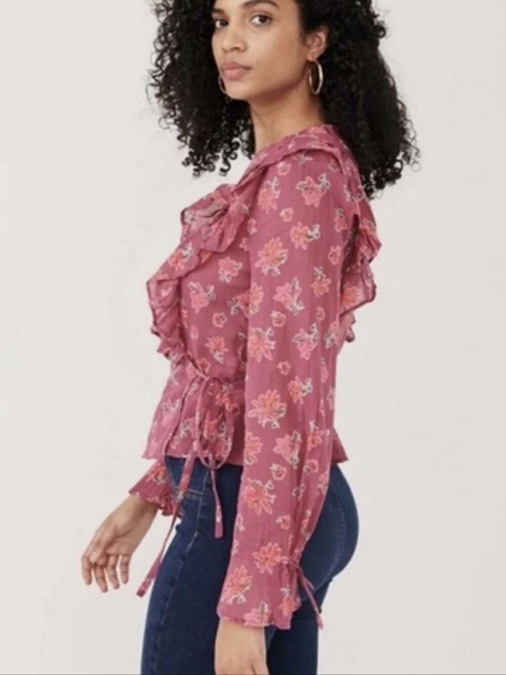 Free People Amanda Ruffle Wrap Top (L) - Picture 4 of 11